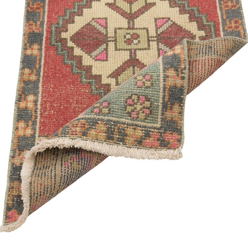 Alfombra Vintage Turca Anudada a Mano - 52 cm x 95 cm - K0085759