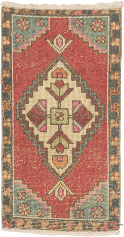 El Dokuma Vintage Halı - 52 cm x 95 cm