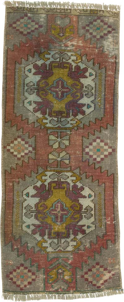 Alfombra Vintage Turca Anudada a Mano - 36 cm x 90 cm
