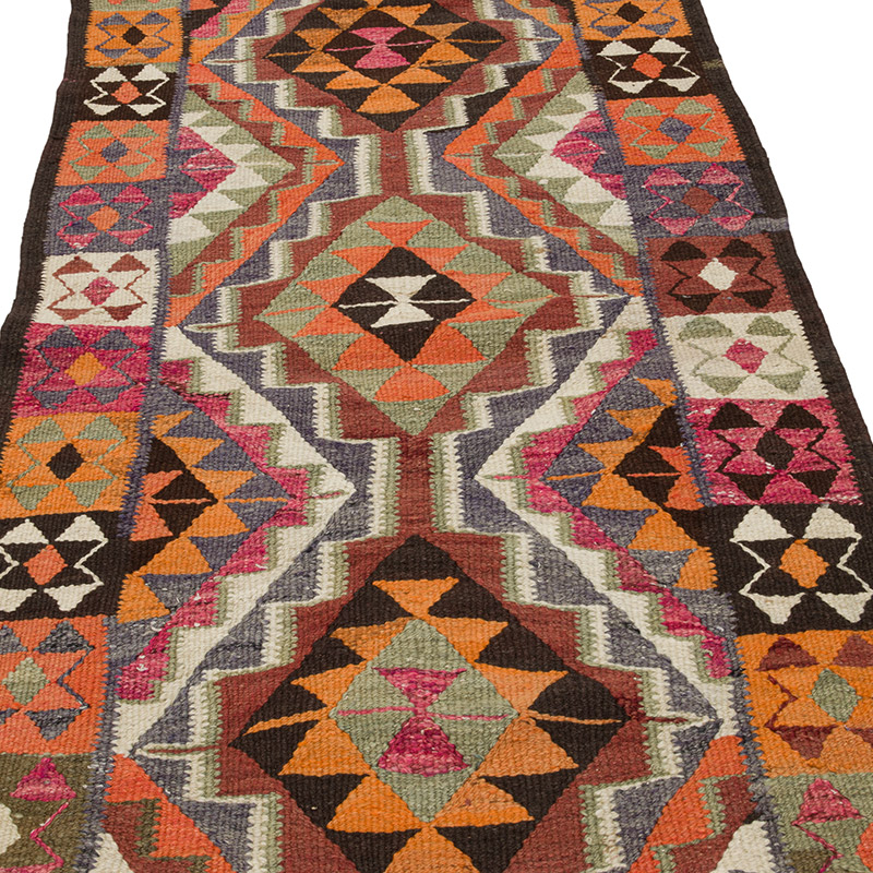 Vintage Herki Kilim Runner - 3'  x 10' 10" (36" x 130") - K0085777