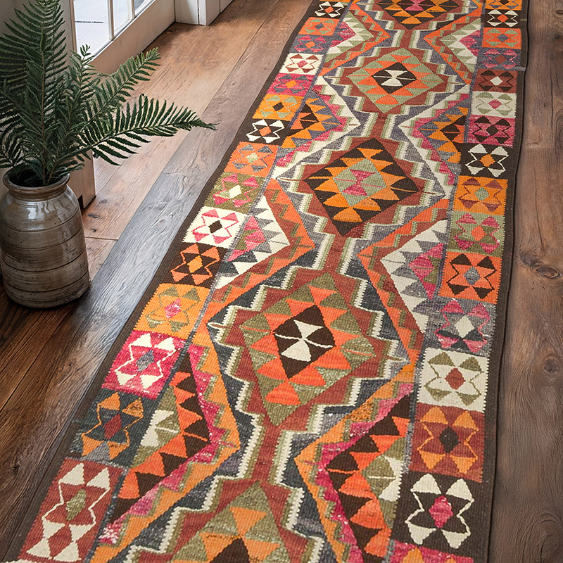 Corredor Vintage Herki Kilim - 92 cm x 330 cm - K0085777