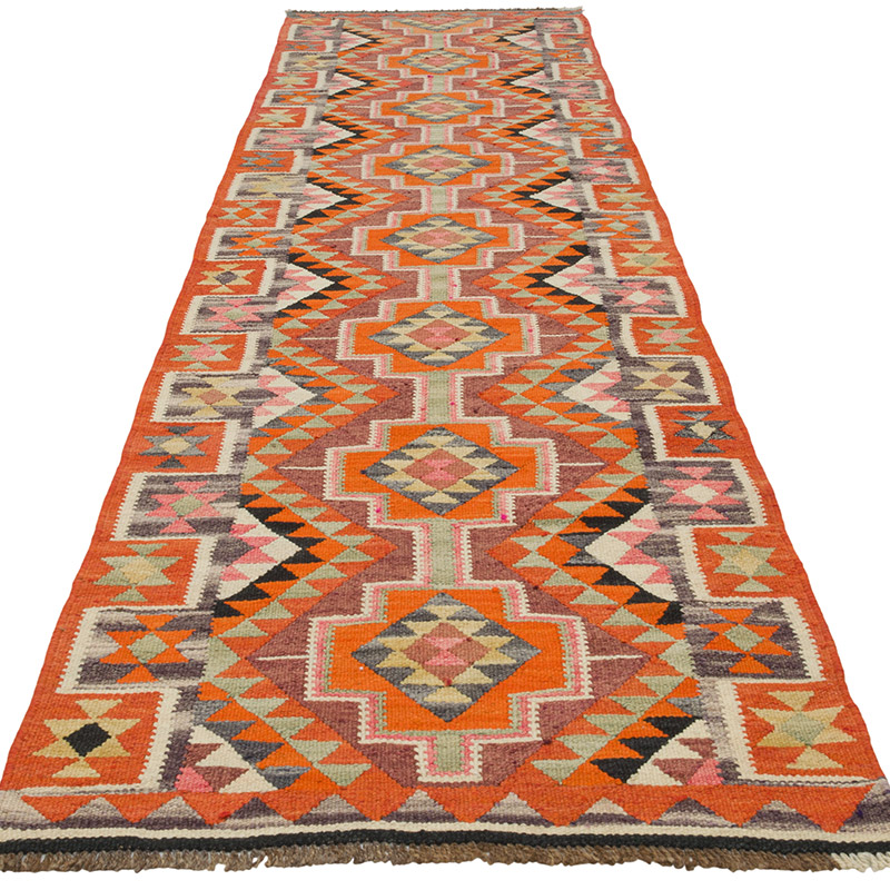 Vintage Herki Kilim Runner - 3' 1" x 11' 3" (37" x 135") - K0085779