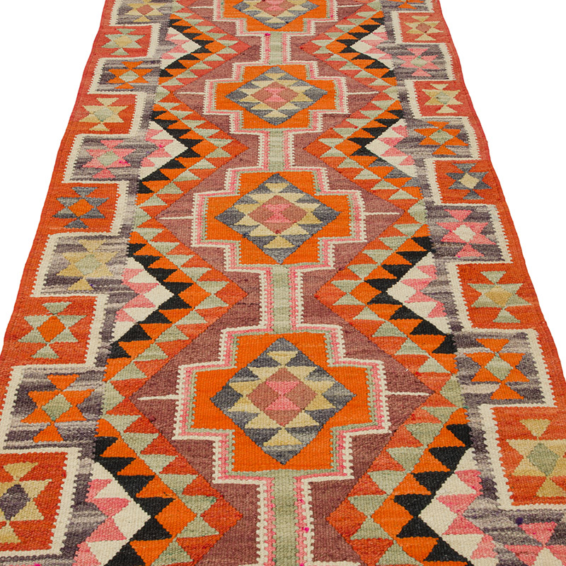 Vintage Herki Kilim Runner - 3' 1" x 11' 3" (37" x 135") - K0085779