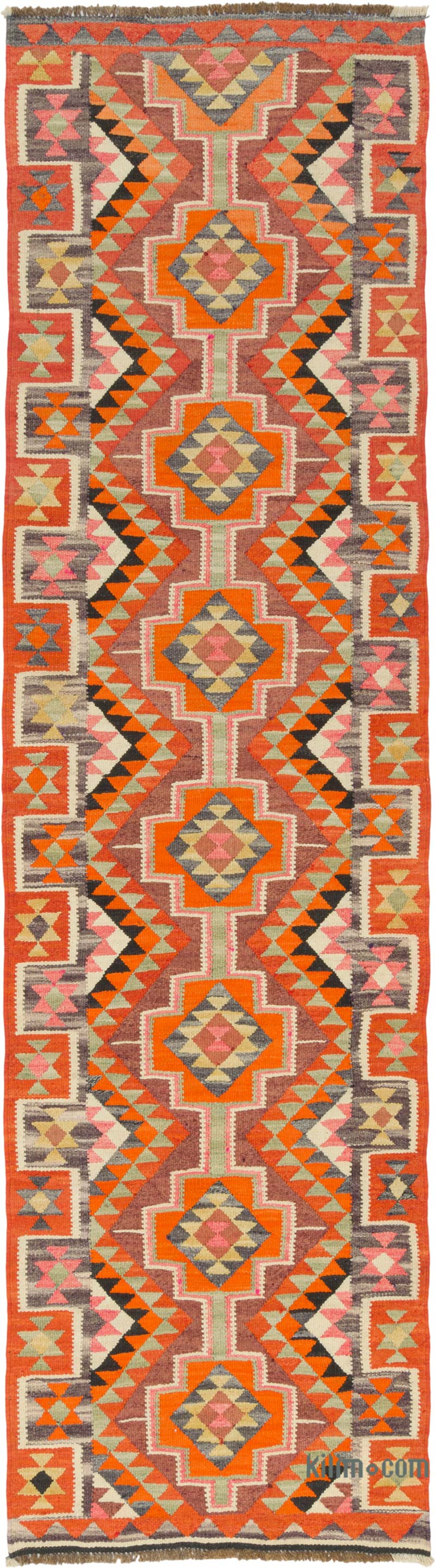 Vintage Herki Kilim Runner - 3' 1" x 11' 3" (37" x 135") - K0085779
