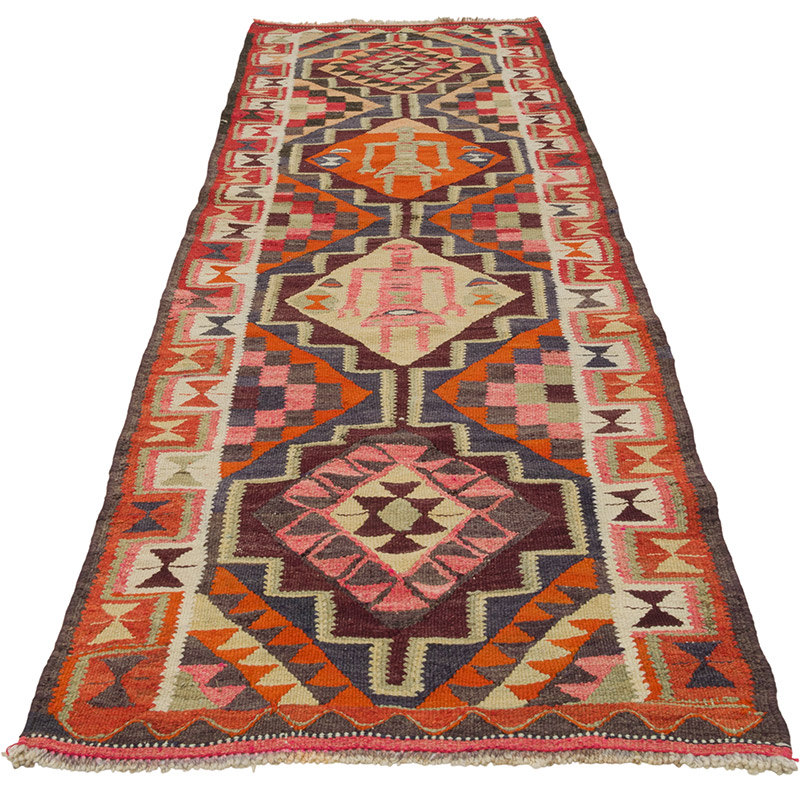 Vintage Herki Kilim Yolluk - 91 cm x 309 cm - K0085780