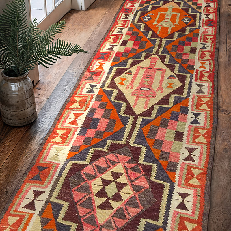 Vintage Herki Kilim Runner - 3'  x 10' 2" (36" x 122") - K0085780