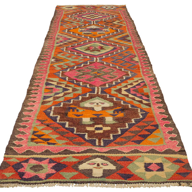 Vintage Herki Kilim Runner - 3' 2" x 10' 10" (38" x 130") - K0085781