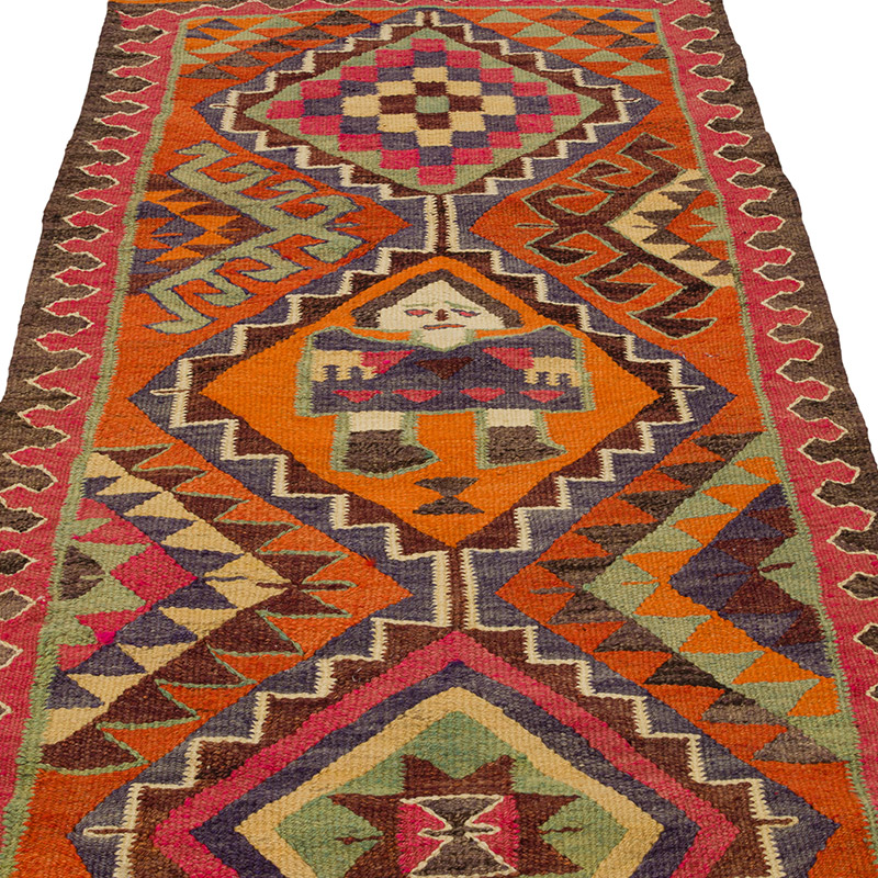 Vintage Herki Kilim Runner - 3' 2" x 10' 10" (38" x 130") - K0085781
