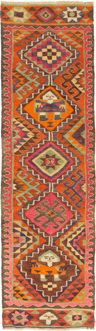 Vintage Herki Kilim Yolluk - 97 cm x 331 cm