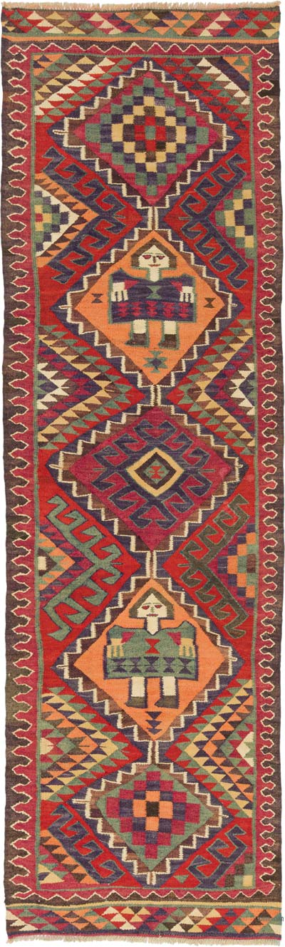 Vintage Herki Kilim Runner - 3' 3" x 10' 10" (39" x 130")