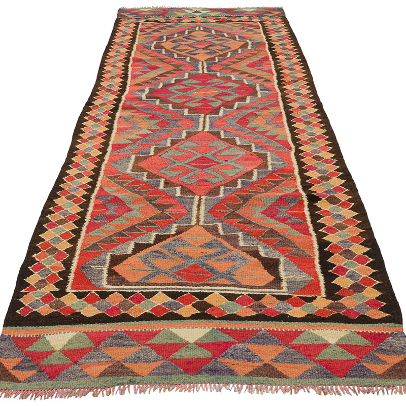 Vintage Herki Kilim Runner - 3' 3" x 9' 8" (39" x 116") - K0085786