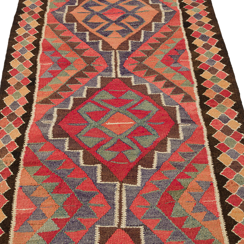 Vintage Herki Kilim Runner - 3' 3" x 9' 8" (39" x 116") - K0085786