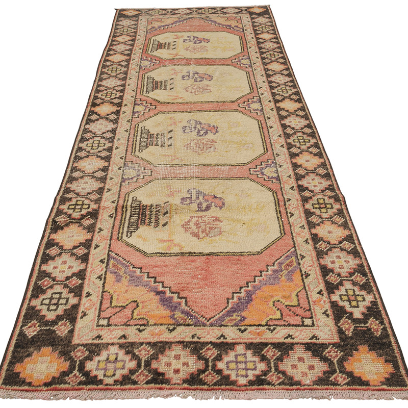 Alfombra Vintage Turca Anudada a Mano - 90 cm x 273 cm - K0085793