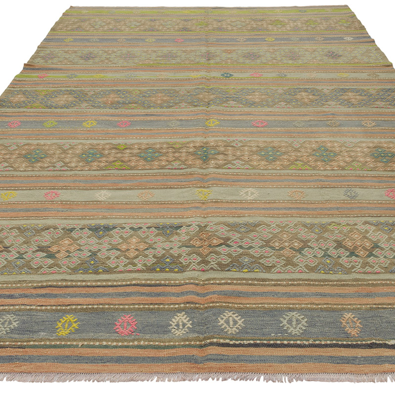 Vintage Manisa Kilim Rug - 5' 7" x 9' 4" (67" x 112") - K0085809