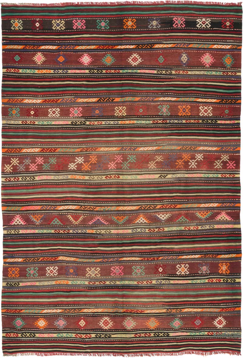 Vintage Balikesir Kilim Rug - 6' 2" x 8' 10" (74" x 106") - K0085818