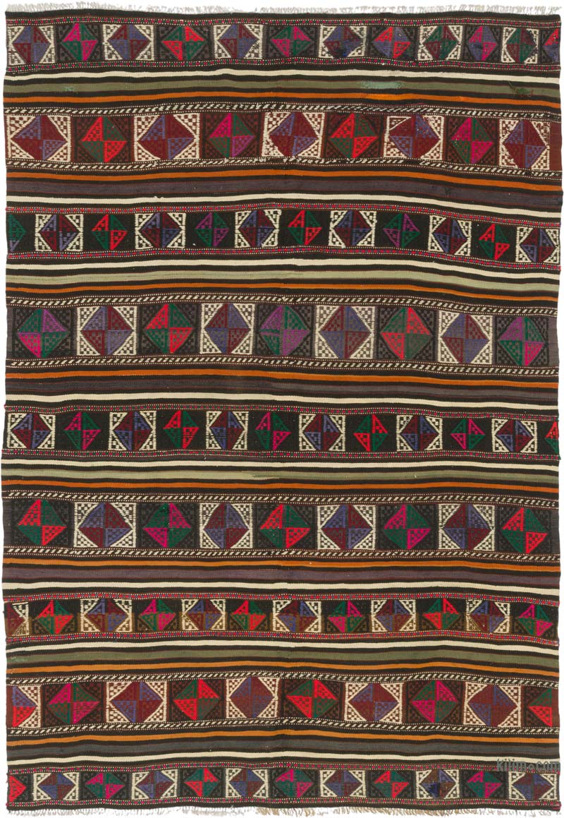 Vintage Balikesir Kilim Rug - 5' 5" x 7' 7" (65" x 91") - K0085824