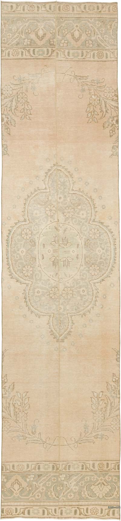 Pasillo Vintage Turco Anudado a Mano - 88 cm x 382 cm