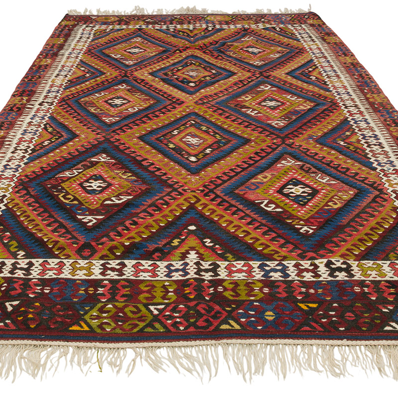 Vintage Fethiye Kilim Rug - 5' 8" x 9' 10" (68" x 118") - K0085829