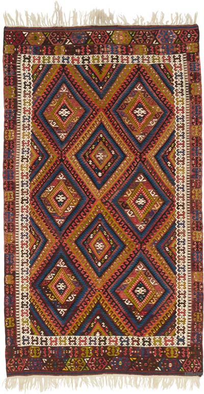 Vintage Fethiye Kilim Rug - 5' 8" x 9' 10" (68" x 118")