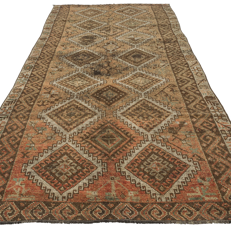 Alfombra Vintage Turca Anudada a Mano - 136 cm x 325 cm - K0085832