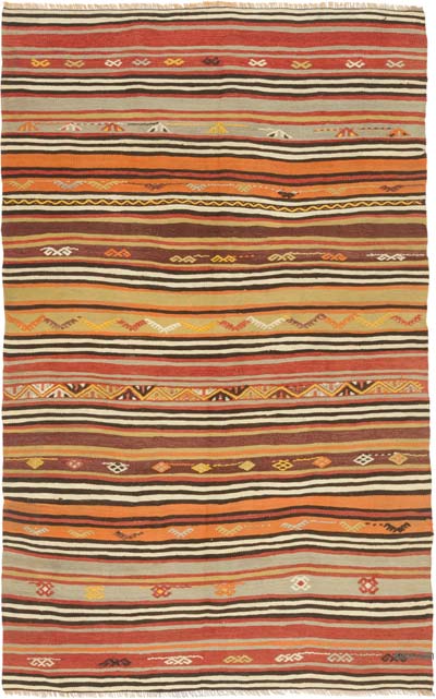 Vintage Turkish Kilim Rug - 4'  x 6' 2" (48" x 74")