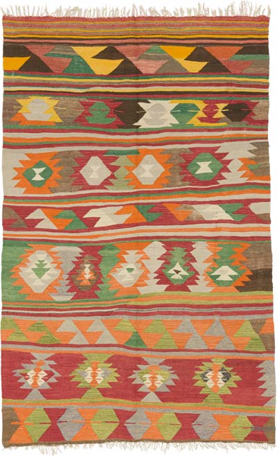 Vintage Turkish Kilim Rug - 5' 1" x 7' 11" (61" x 95")