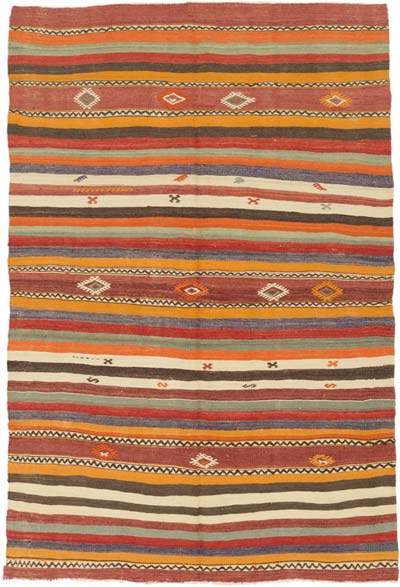 Vintage Turkish Kilim Rug - 5' 2" x 7' 7" (62" x 91")
