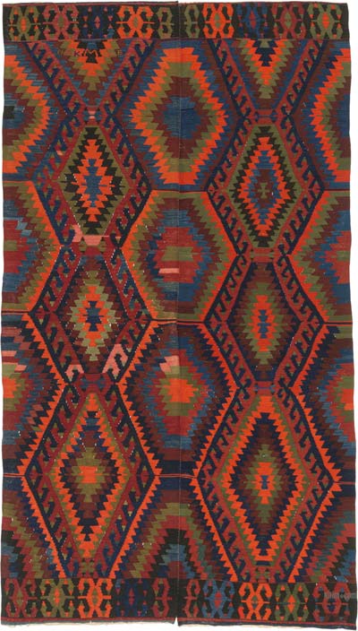 Vintage Turkish Kilim Rug - 5' 8" x 10'  (68" x 120")