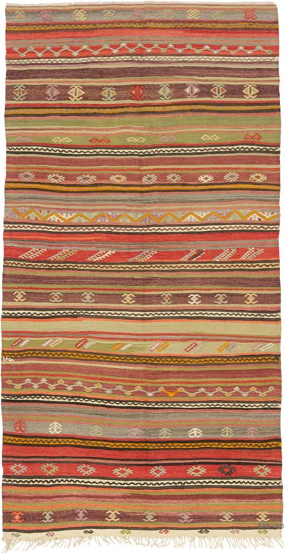 Vintage Turkish Kilim Rug - 3' 11" x 7' 4" (47" x 88")