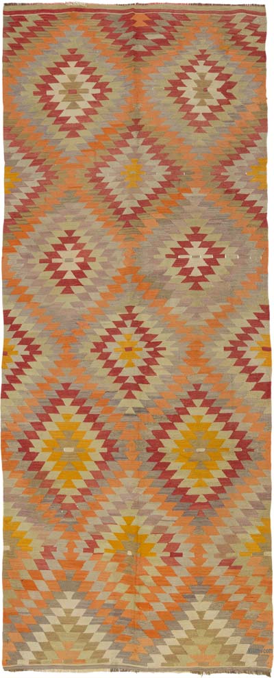 Vintage Turkish Kilim Rug - 5'  x 12' 7" (60" x 151")