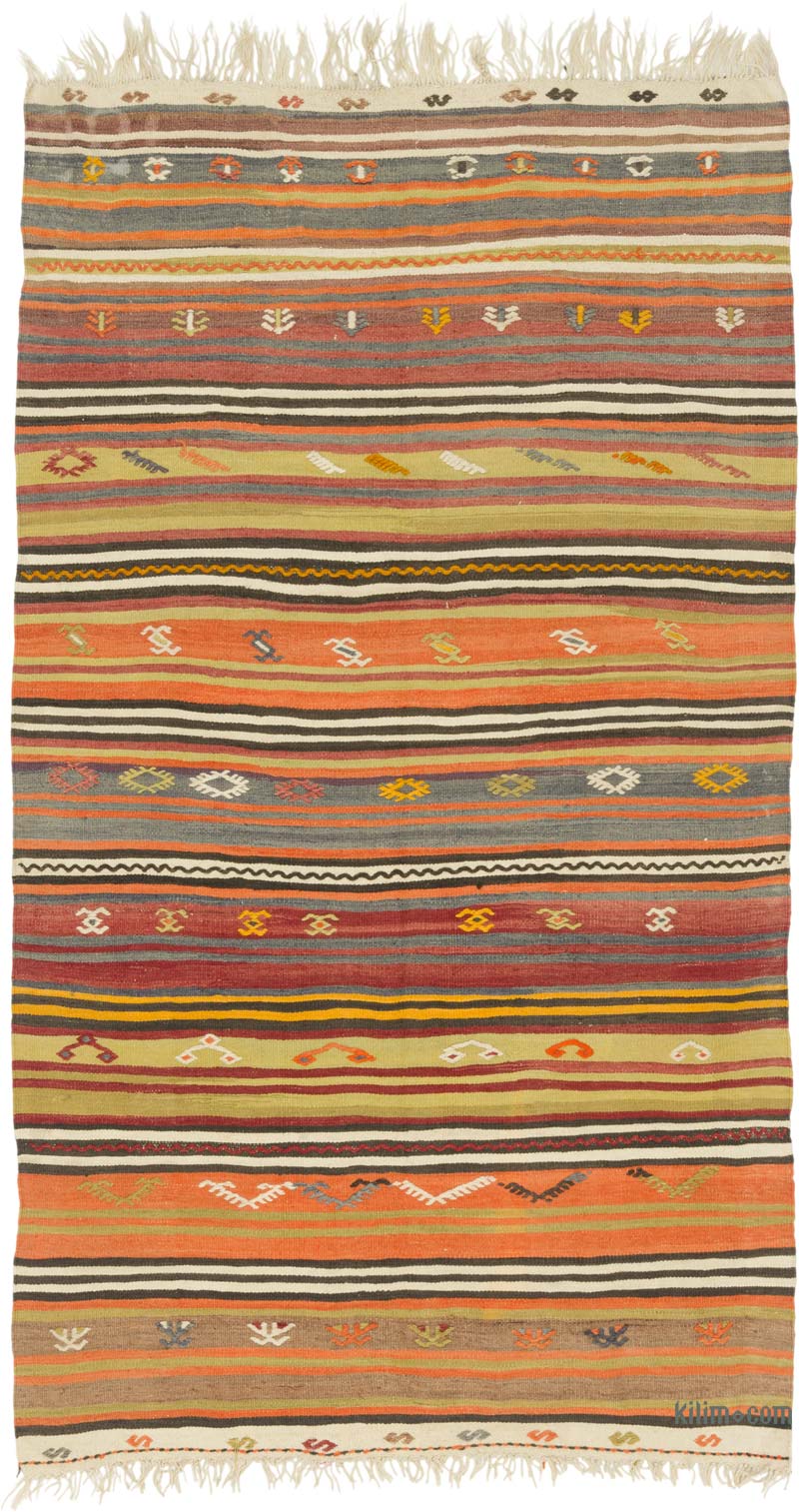 Vintage Turkish Kilim Rug - 3' 8" x 6' 7" (44" x 79") - K0085931