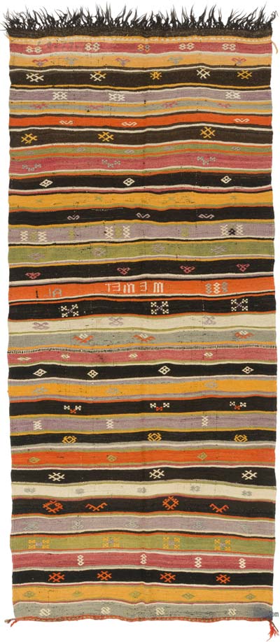 Vintage Turkish Kilim Rug - 4' 8" x 10' 3" (56" x 123")