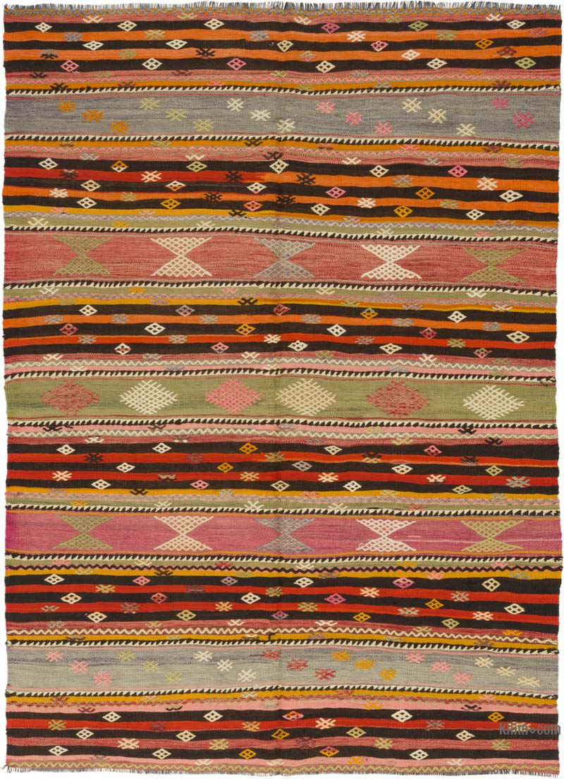 Vintage Turkish Kilim Rug - 5' 9" x 7' 8" (69" x 92") - K0085947