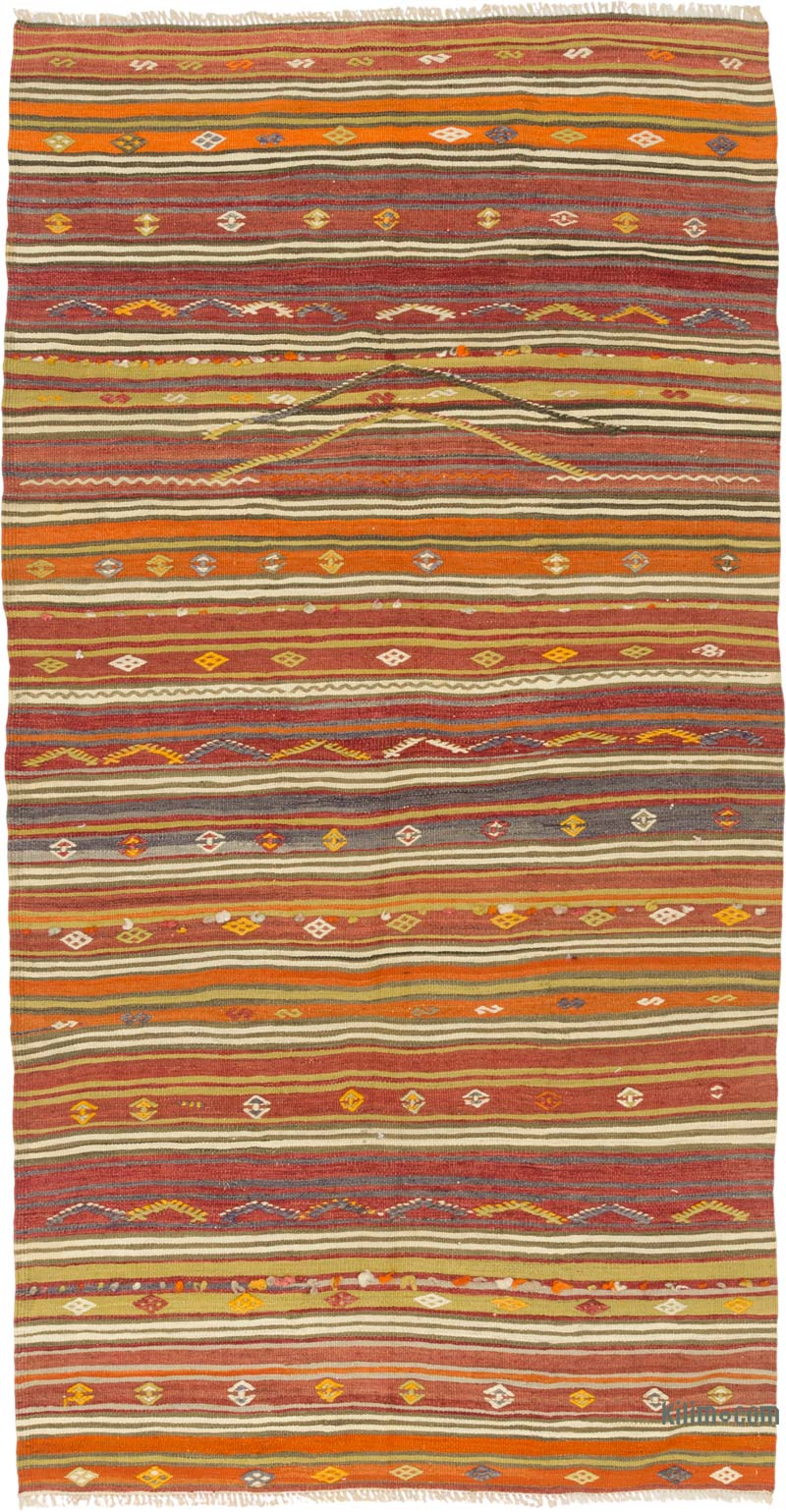 Vintage Turkish Kilim Rug - 3' 10" x 7' 4" (46" x 88") - K0085953