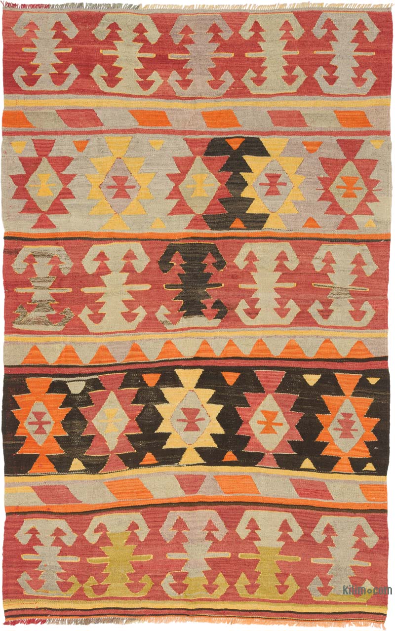 Vintage Turkish Kilim Rug - 4' 10" x 7' 7" (58" x 91") - K0085954