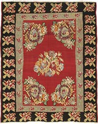 Vintage Handwoven Moldovan Kilim Rug