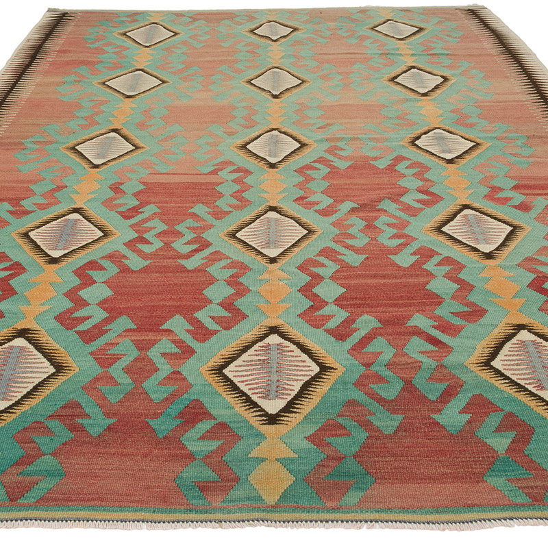 Vintage Afyon Kilim Rug - 6' 8" x 9' 5" (80" x 113") - K0085984