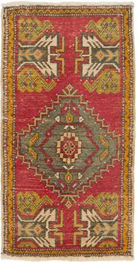 El Dokuma Vintage Halı - 51 cm x 95 cm