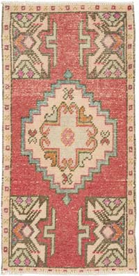 Alfombra Vintage Turca Anudada a Mano - 44 cm x 88 cm