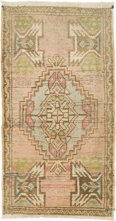 Alfombra Vintage Turca Anudada a Mano - 52 cm x 97 cm