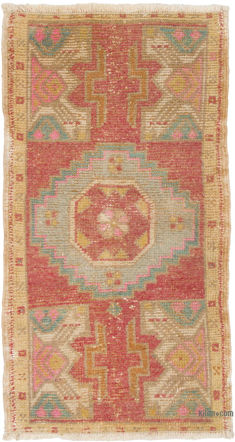 El Dokuma Vintage Halı - 49 cm x 90 cm - K0086051