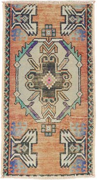 El Dokuma Vintage Halı - 47 cm x 86 cm
