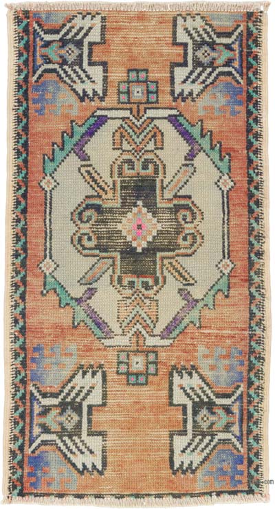 El Dokuma Vintage Halı - 47 cm x 86 cm
