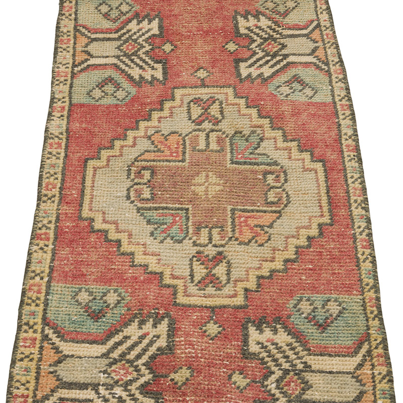Alfombra Vintage Turca Anudada a Mano - 41 cm x 98 cm - K0086062