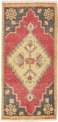 El Dokuma Vintage Halı - 46 cm x 96 cm