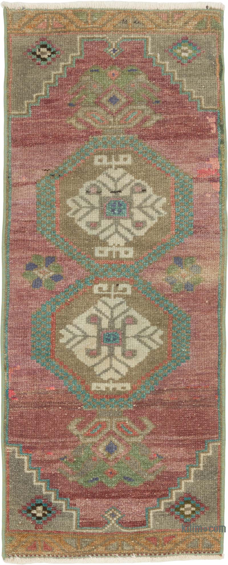 Vintage Turkish Hand-Knotted Rug - 1' 3" x 3'  (15" x 36") - K0086066