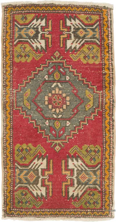 Alfombra Vintage Turca Anudada a Mano - 52 cm x 97 cm