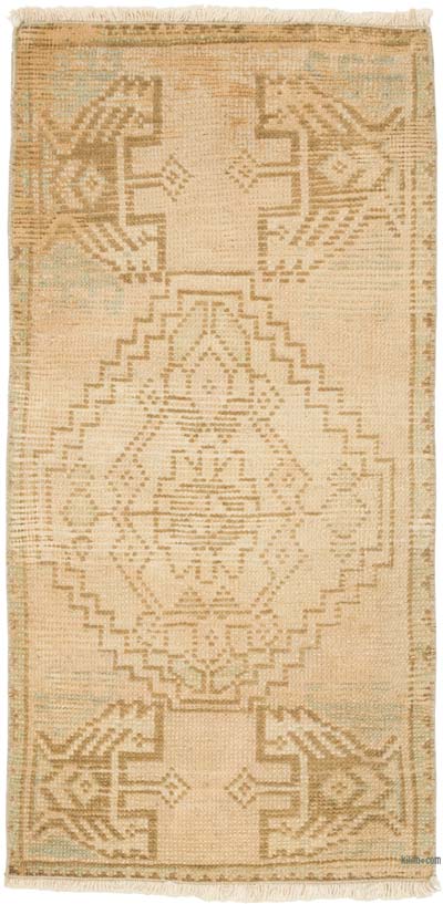 Alfombra Vintage Turca Anudada a Mano - 43 cm x 89 cm