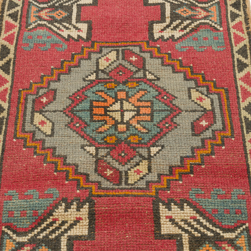 Alfombra Vintage Turca Anudada a Mano - 52 cm x 89 cm - K0086084
