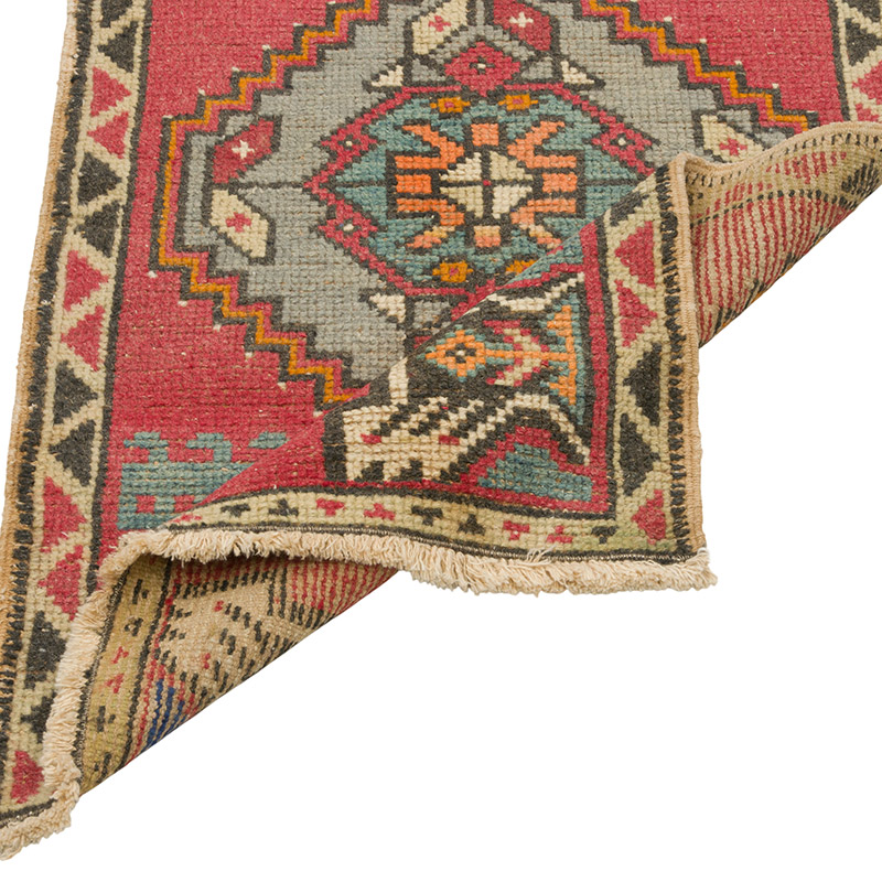 Alfombra Vintage Turca Anudada a Mano - 52 cm x 89 cm - K0086084